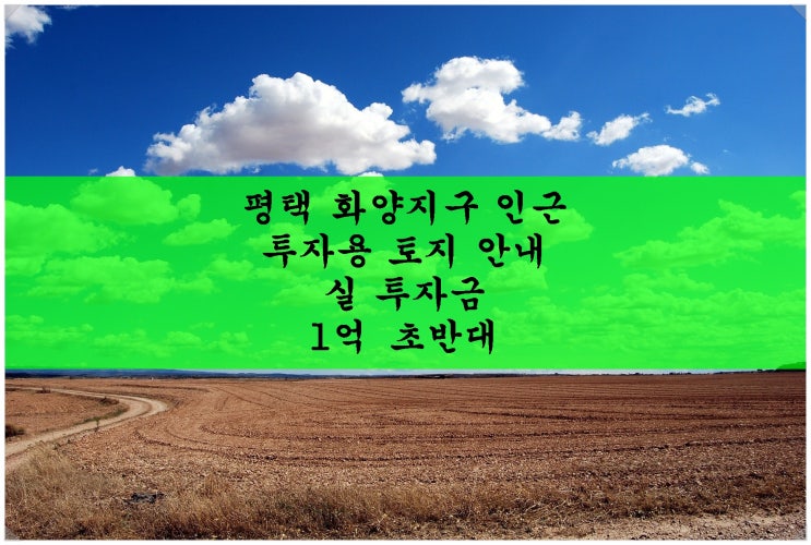  <평택땅 투자>평택 화양지구 인근 투자용 토지 안내. 실투자금 1억!