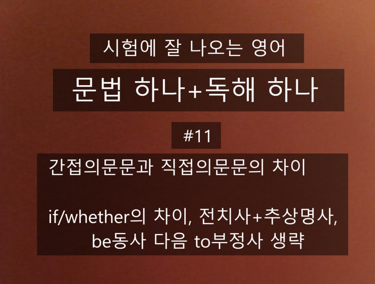 문법 하나+독해 하나 (#11): if/whether의 차이, be동사 다음에 to부정사 생략