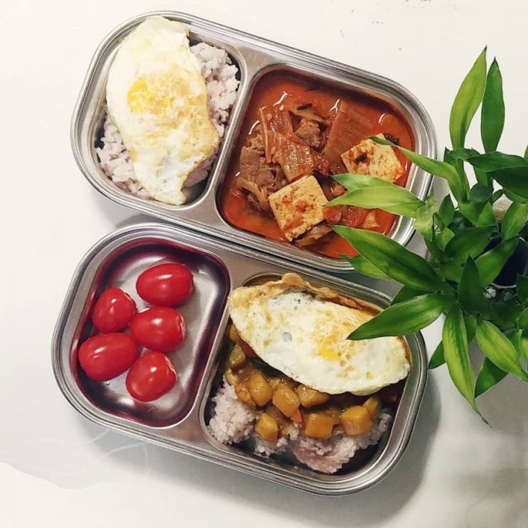  오늘 아침밥, 김치찌개와 카레라이스.