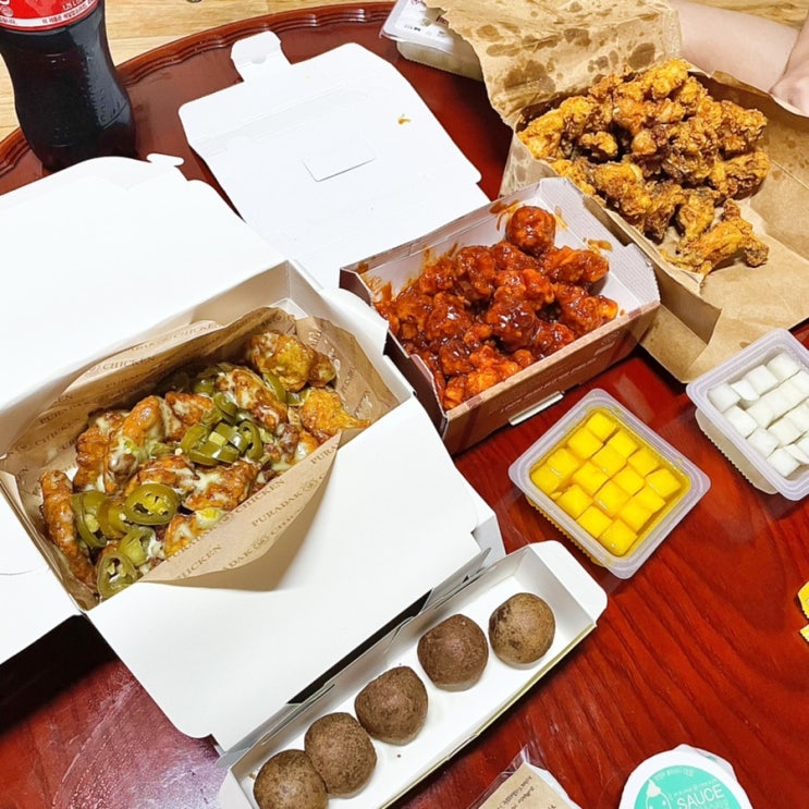  [내돈내먹] 치킨파티 - 또래오래 양념순살치킨/푸라닭 고추마요 순살치킨/노랑통닭 엄청 큰 후라이드 치킨 솔직후기