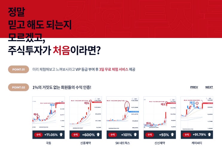  주식 투자를 원하는 고객들에게 주식 리딩 서비스를 제공하는 강한투자클럽(ft.손실 보장 제도)