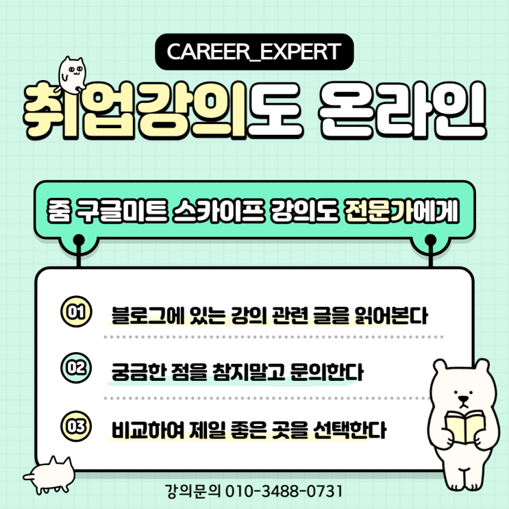 [CAREER_EXPERT] 대학생 저학년 비대면 취업탐색 온라인 커리어 컨설팅 화상 취업 프로그램 전문가로서 비대면 온라인 화상 강의 진행의 장점 및 특징 안내