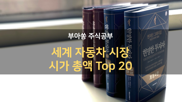  세계 자동차 시장의 시가총액 Top 10 / 1위~20위 / 테슬라, 토요타, 현대차, 기아차, 독일 3사(아우디, 벤츠, BMW) / 중국의 선전 / 니콜라 순위는?