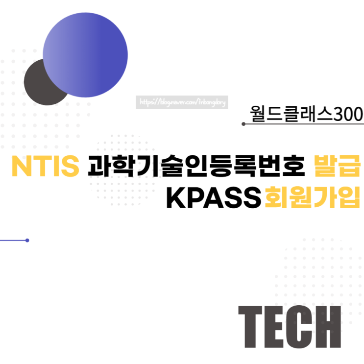 월드클래스300 NTIS 과학기술인등록번호 발급방법 KPASS회원가입
