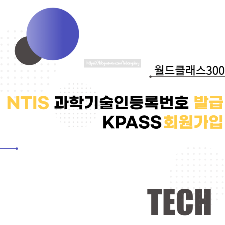  월드클래스300 NTIS 과학기술인등록번호 발급방법 KPASS회원가입