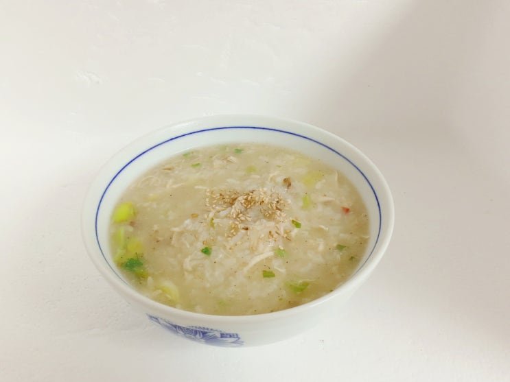  기운 떨어질땐 닭죽 한그릇 : 노브랜드 닭볶음탕 닭+찹쌀