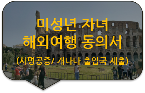 미성년 자녀 해외여행 부모 동의서 서명(사실)공증 [광진/잠실/성동/강동 번역공증(대행)]