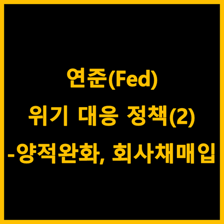  연준(Fed)의 위기대응 정책 (2) - 양적완화, 회사채 매입