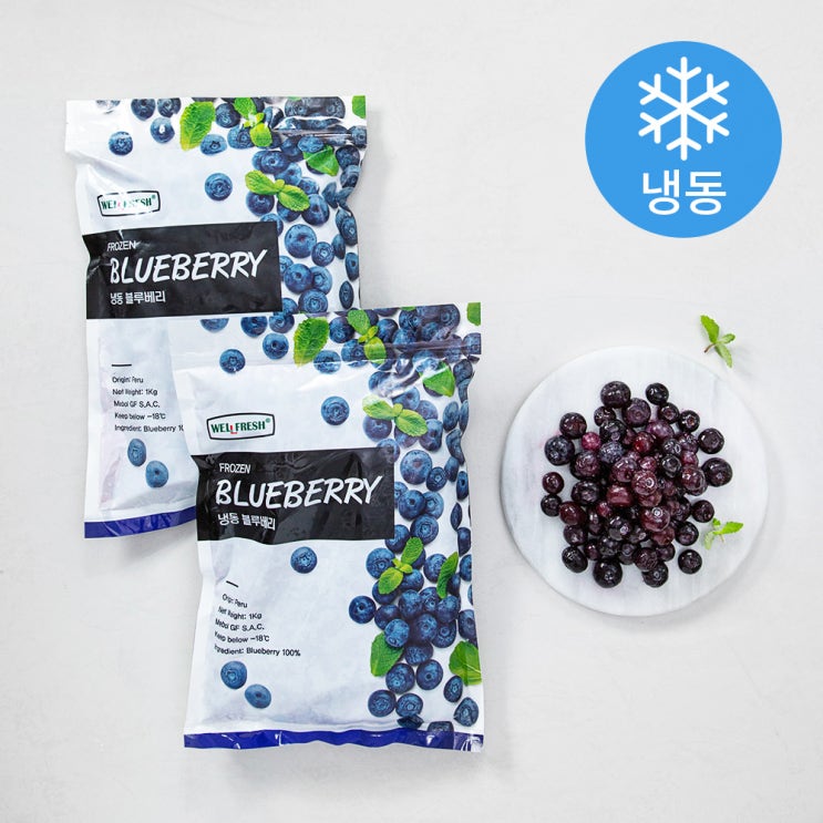 후기가 좋은 웰프레쉬 냉동 페루산 블루베리 (냉동), 1kg, 2봉(로켓배송) ··· 후기가 좋은 웰프레쉬 냉동 페루산 블루베리 (냉동), 1kg, 2봉(로켓배송) ···