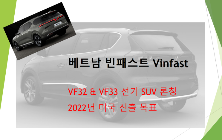  빈패스트 VF32와 VF33 전기 SUV (feat. 2022년 미국 진출 목표)