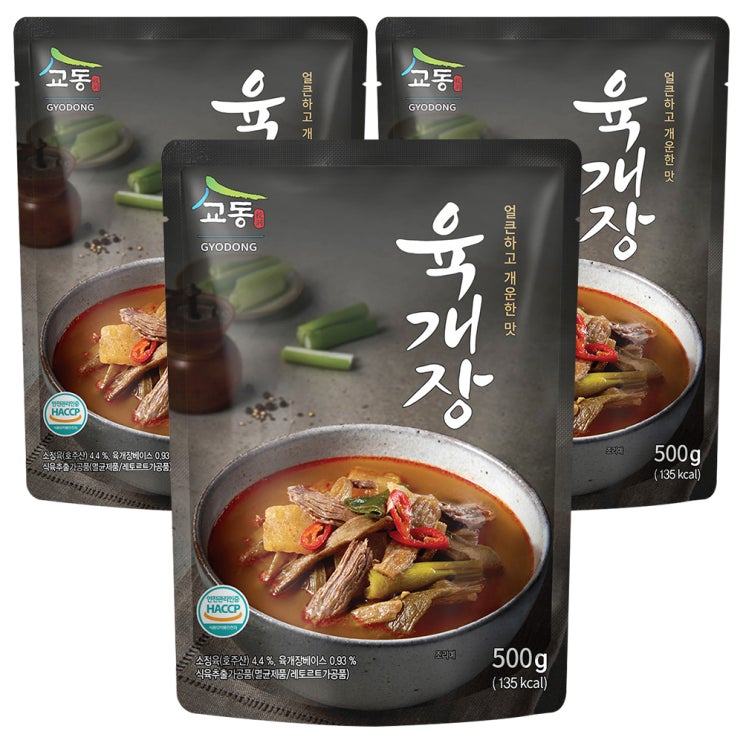 후기가 좋은 교동 육개장, 500g, 3개입(로켓배송) ···