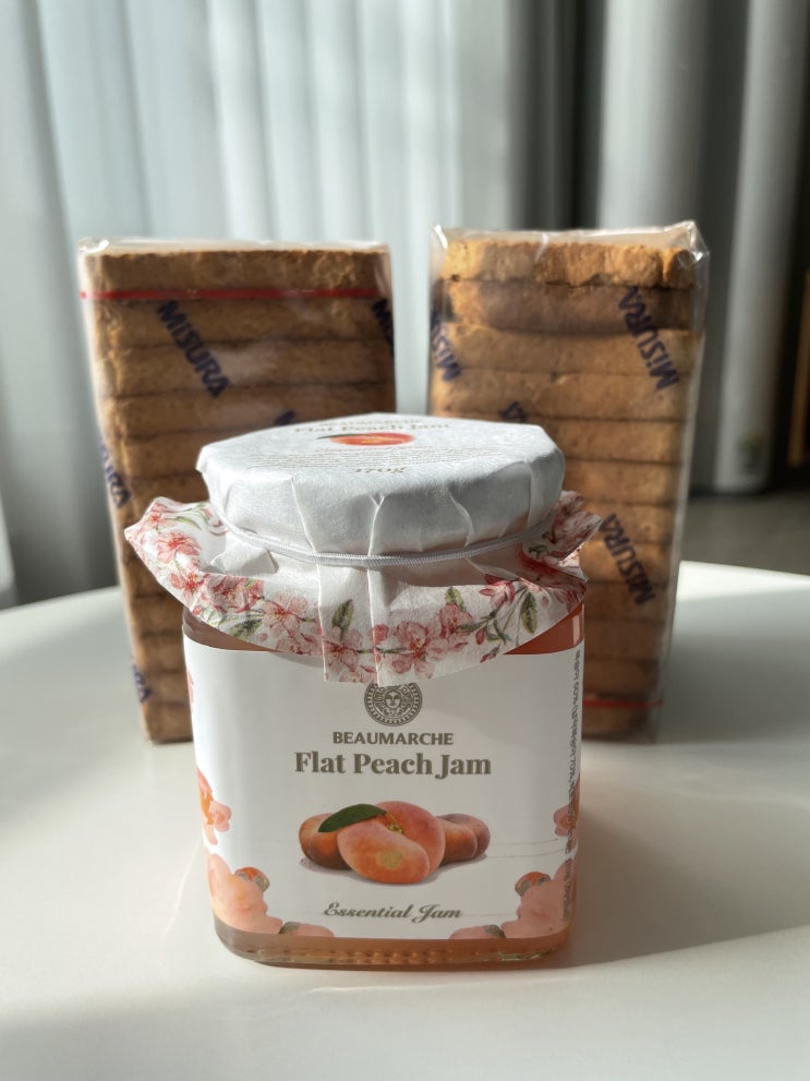  [Dessert] 주말 오후 간식 '보마르셰 납작복숭아잼 & 미주라 토스트 & 네스프레소'  (집콕, 디저트, 홈카페, 마켓컬리 간식, 네이버 라이브특가)