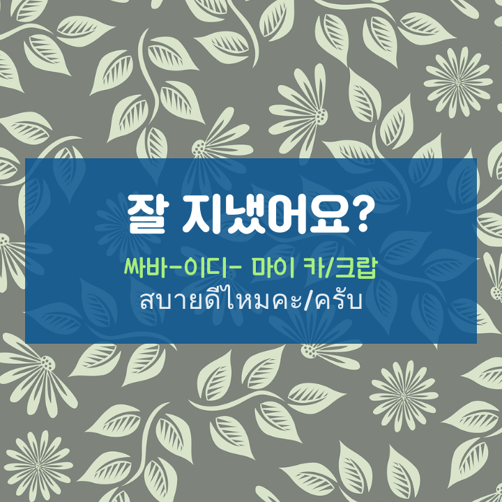  태국어 잘 지냈어요? : สบายดีไหมคะ/ครับ