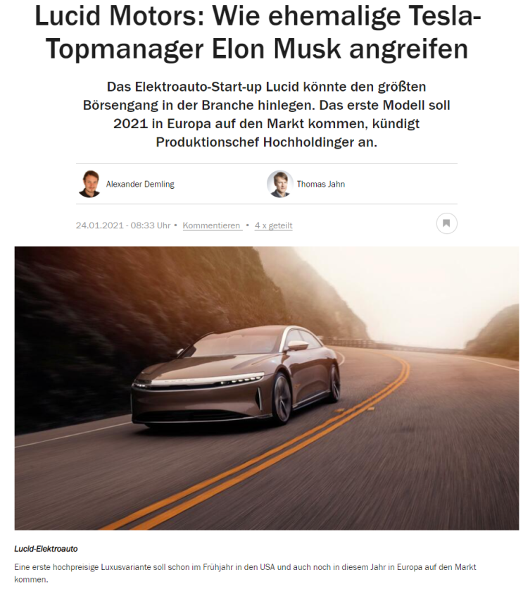 CCIV 루시드 Handelsblatt 기사