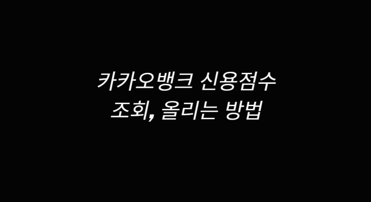  카카오뱅크 신용점수 확인하고 올리기 알아보기