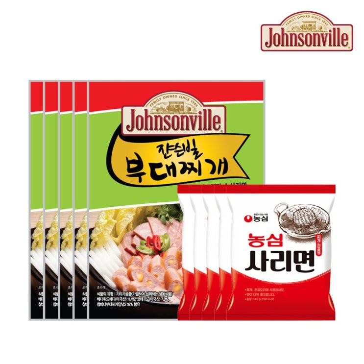 최근 많이 팔린 쟌슨빌 부대찌개500g 5팩+라면사리 5개, 500g 좋아요