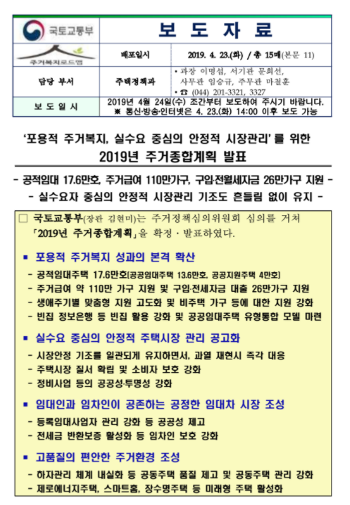  2019 주거종합계획 (2019 4월 24일 부동산 정책) - 덧붙임 : 2021년 9억 초과 아파트 50% 넘어