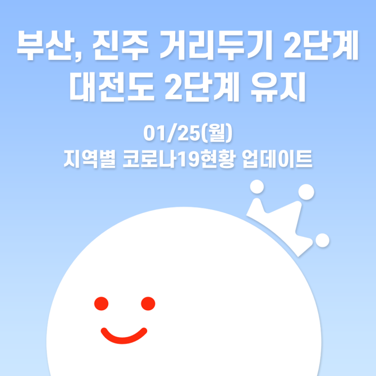 [볼링왕] 부산, 진주 거리두기 2단계 완화, 대전 거리두기 2단계 유지 등 코로나19 내용 업데이트!(1/25)