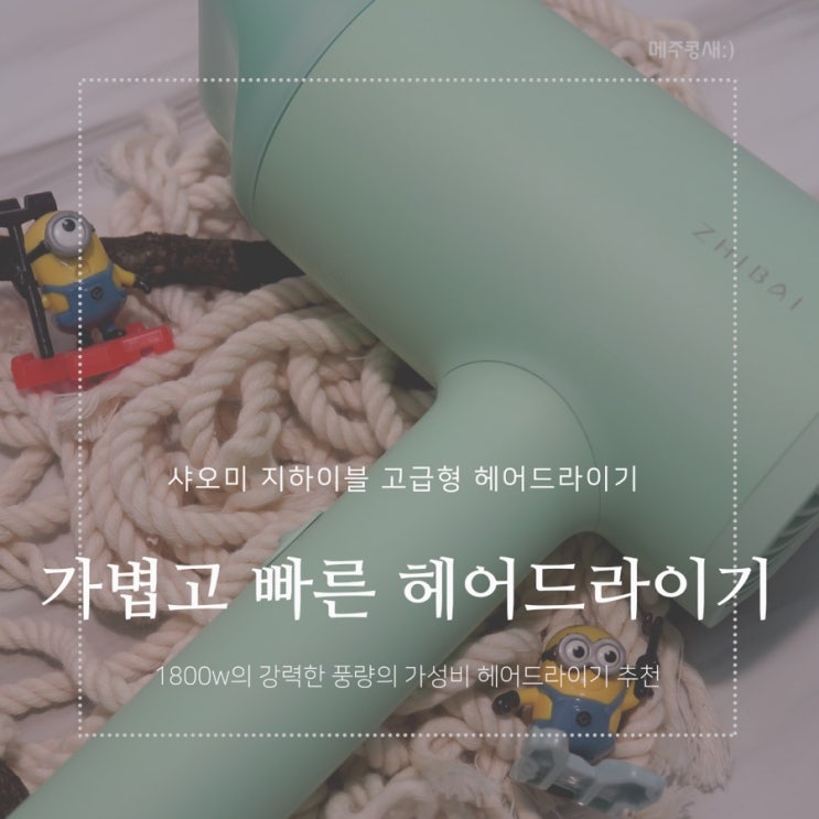  가볍고 빠른 가성비 헤어드라이기 추천 / 지하이블 드라이기 샤오미 드라이어 그린