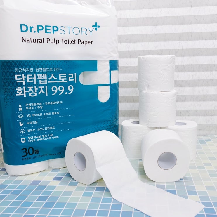  먼지없는 화장지 천연펄프로 만든 닥터펩스토리 항균화장지 99.9