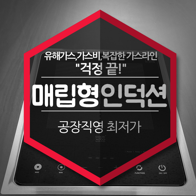  매립형인덕션 유해가스,가스비,복잡한 가스라인 걱정끝!