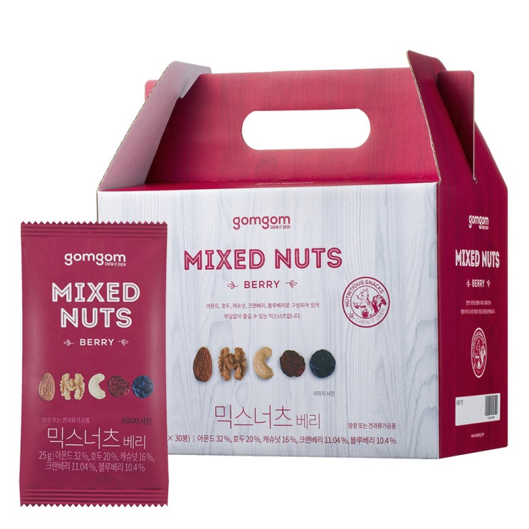 가성비갑 곰곰 프리미엄 믹스넛츠 베리, 25g, 30개입(로켓배송) ··· 가성비갑 곰곰 프리미엄 믹스넛츠 베리, 25g, 30개입(로켓배송) ···
