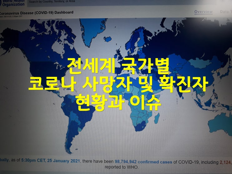  전세계 국가별 코로나 사망자 및 확진자현황과 이슈