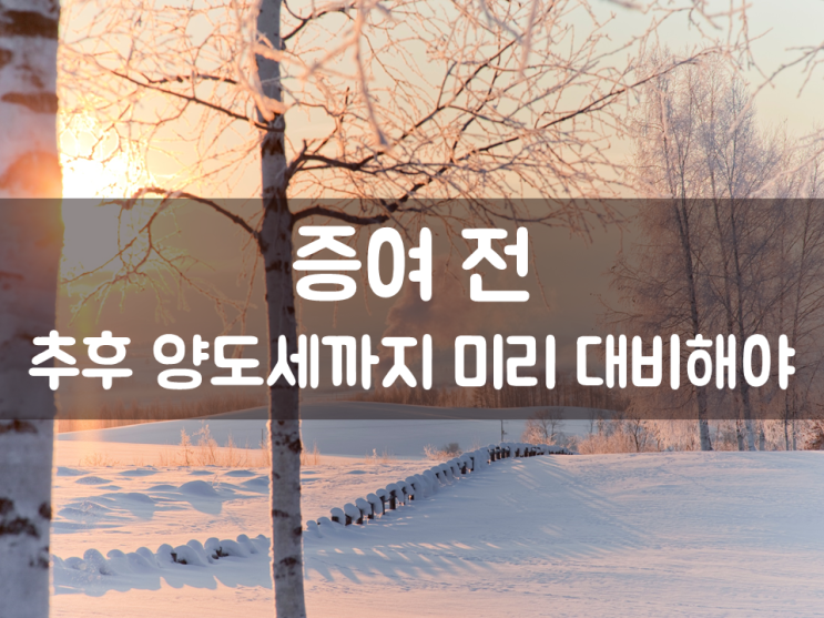  증여 전, 추후 양도세까지 미리 대비해야