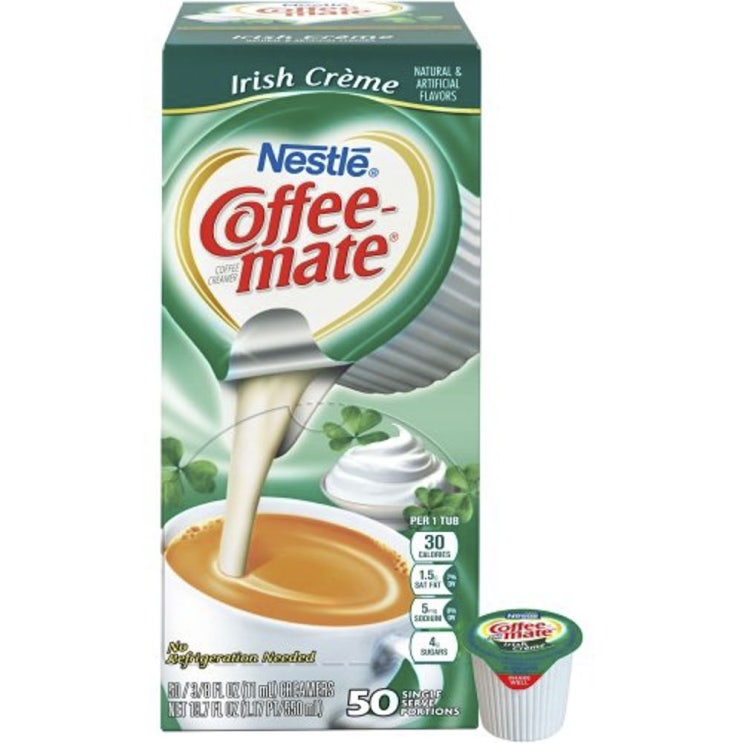 핵가성비 좋은 커피메이트 커피 크리머, 아이리쉬 크림 (Irish Creme), 50개입 좋아요 핵가성비 좋은 커피메이트 커피 크리머, 아이리쉬 크림 (Irish Creme), 50개입 좋아요