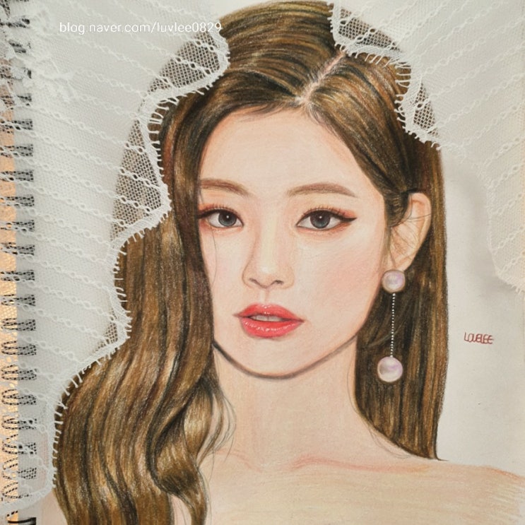  [인물화] 블랙핑크 제니 팬아트 그리기/색연필초상화