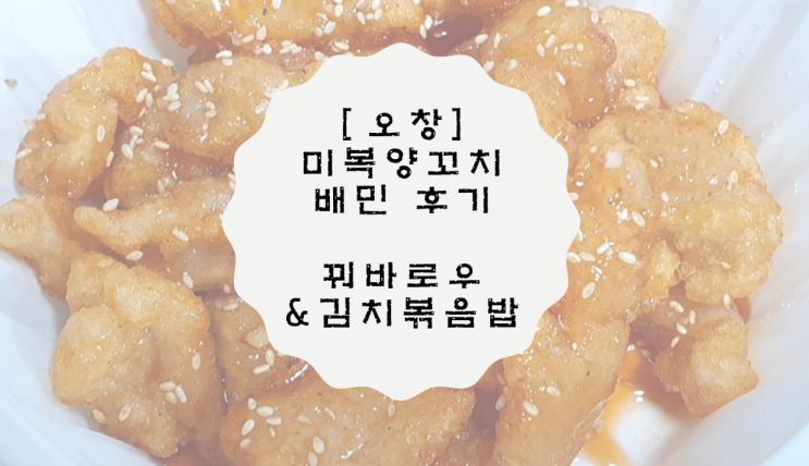 오창 미복양꼬치 배민 후기 / 꿔바로우&김치볶음밥