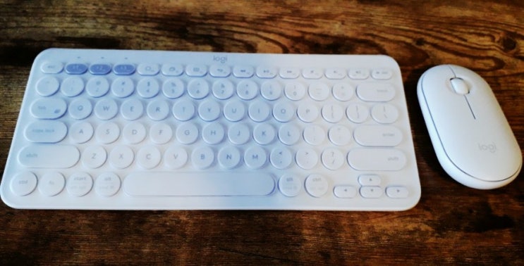  로지텍 k380 화이트/ M350 마우스 내돈내산 사용 후기 (한영 전환하는 법)