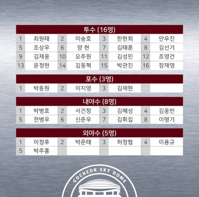 <b>키움</b> 1군 <b>스프링캠프</b> 명단 발표…휑한 외야수, 김성민 1년 더?
