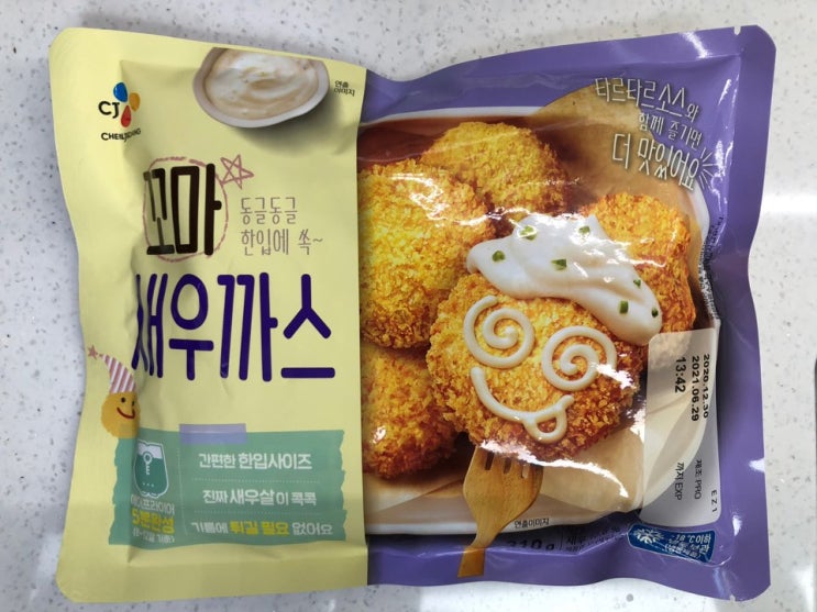  CJ 꼬마 새우까스: 새우속살이 씹히는 부드러운 새우까스, 아이가 자주 해 달래요~ 잘나왔다 꼬마까스!