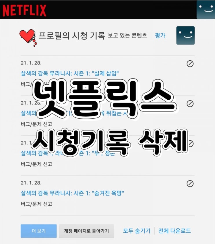 넷플릭스 시청기록 삭제하여 흔적을 남기지 말아요 넷플릭스 시청기록 삭제하여 흔적을 남기지 말아요