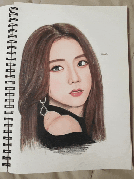  [인물화] 블랙핑크 지수 팬아트 그리기/색연필초상화