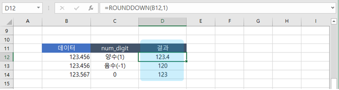  엑셀 | 숫자를 항상 내림하기(ROUNDDOWN)