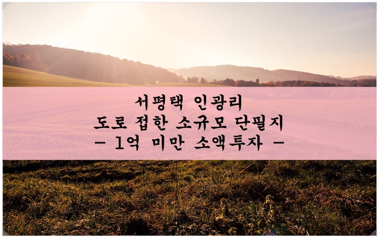  <평택땅 소액 투자>서평택 인광리 도로 접한 단필지(지분 X). 1억 미만!