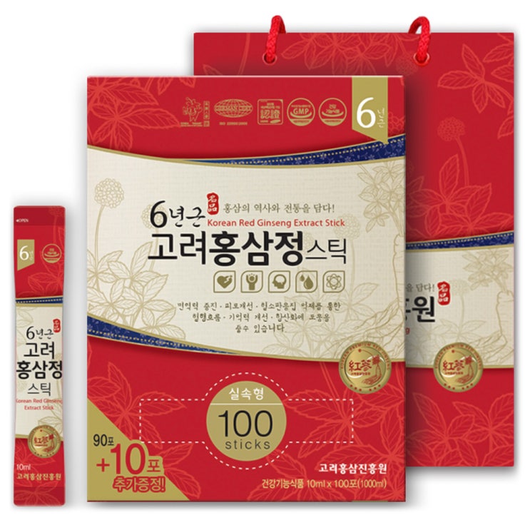 구매의욕 생기는 고려홍삼진흥원 6년근 고려홍삼정 스틱 타워형, 10g, 100포(로켓배송) 추천해요