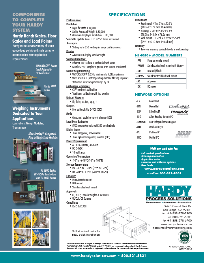 [계량/계측] 카스 / 하디(HARDY) 중량 컨트롤러 HI 4050 (C2 Cal, Waversaver, SMM, 각종 통신 ...