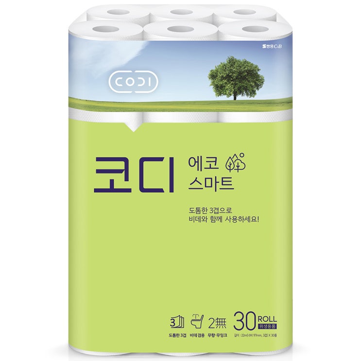 많이 팔린 코디 3겹 에코 스마트 롤화장지 22m, 30롤, 1개(로켓배송) ··· 많이 팔린 코디 3겹 에코 스마트 롤화장지 22m, 30롤, 1개(로켓배송) ···