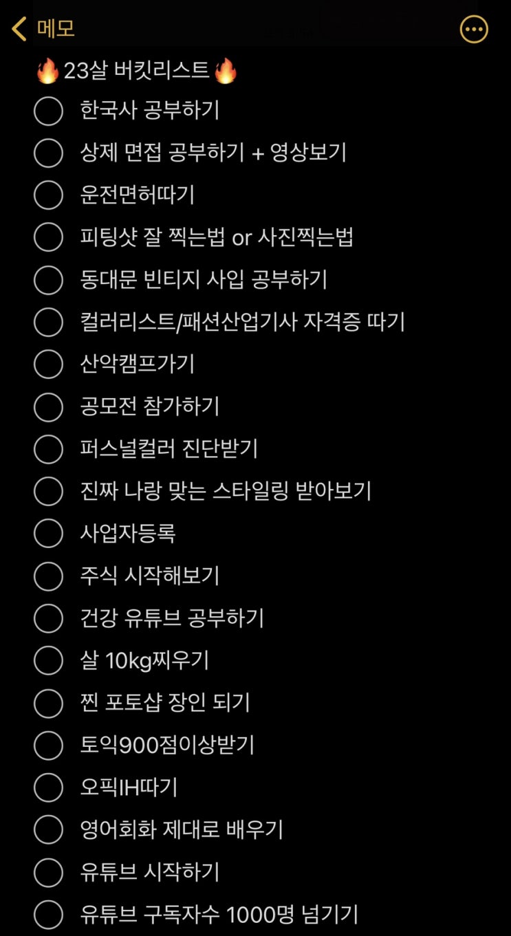  23살 버킷리스트
