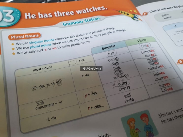  아빠표 영어 39일차 / Grammar space beginner / 단수명사와 복수명사