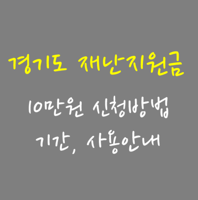  경기도 재난지원금 10만원 신청방법, 기간, 사용 안내