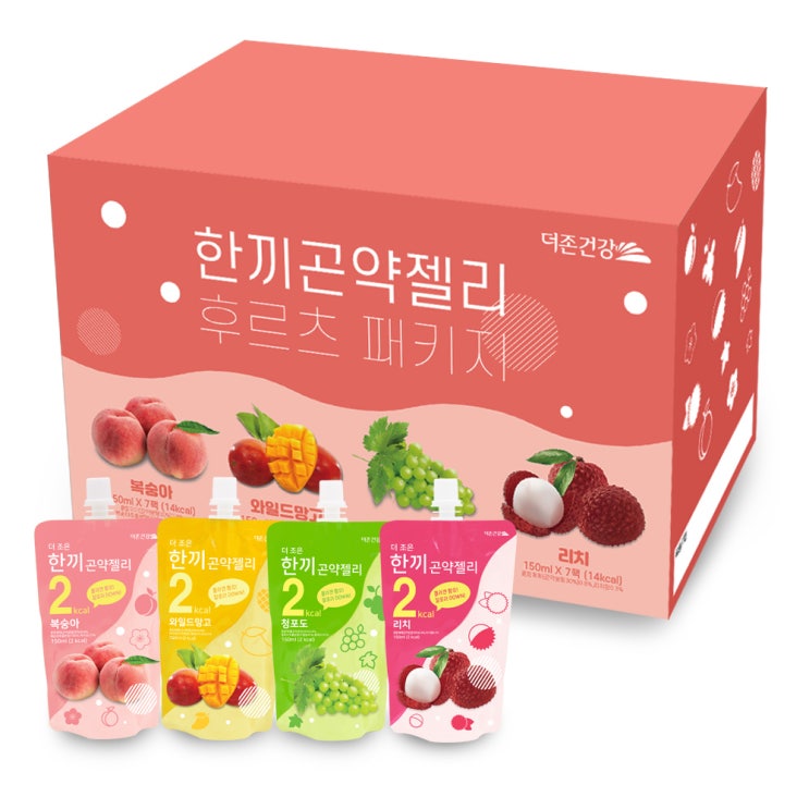 많이 찾는 더존건강 한끼곤약젤리 복숭아 150ml x 7p + 와일드 망고 150ml x 7p + 청포도 150ml x 7p + 리치 150ml x 7p 세트, 1세트(로켓배송) 많이 찾는 더존건강 한끼곤약젤리 복숭아 150ml x 7p + 와일드 망고 150ml x 7p + 청포도 150ml x 7p + 리치 150ml x 7p 세트, 1세트(로켓배송)