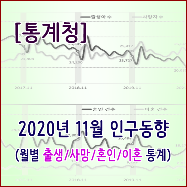  [통계청] 2020년 11월 인구동향(출생,사망,혼인,이혼)