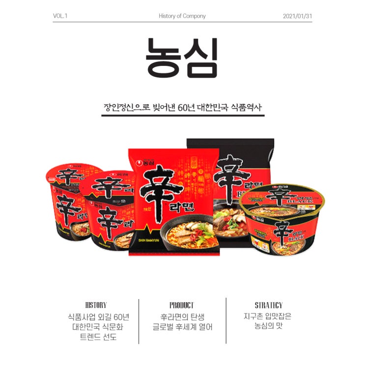  농심!! 글로벌 입맛을 사로잡은 K-라면, 장인정신으로 빚어낸 대한민국 라면역사(농심역사/제품/경영전략/핵심과제)