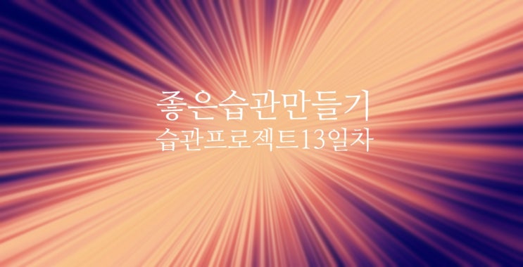  좋은 습관 만들기 습관 프로젝트 13일차