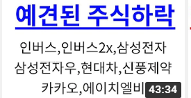  [주식]예견된 주식하락(인버스,인버스2x,삼성전자,삼성전자우,현대차,신풍제약,카카오,에이치엘비