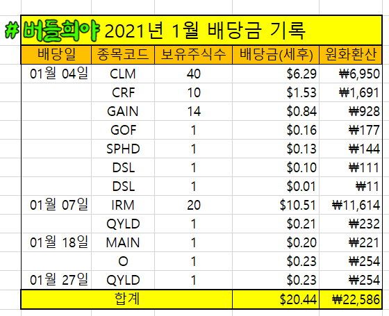  1월 배당금 결산